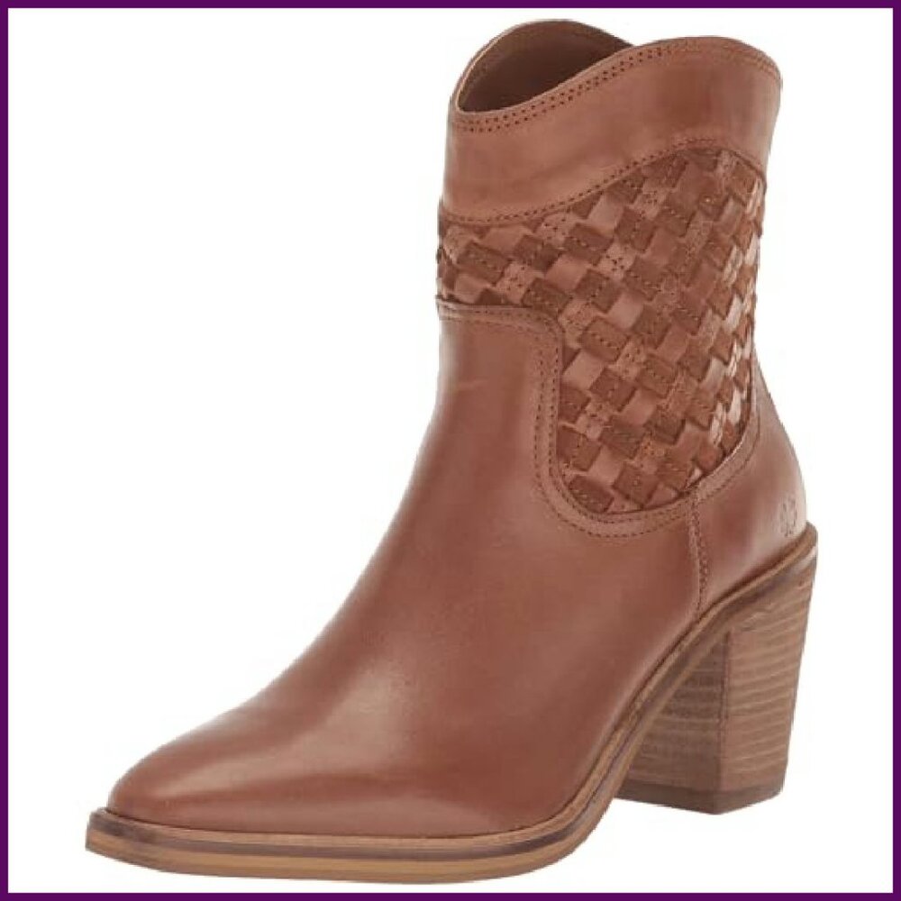 Leather Western Booties with Zipper Closure, Women's Ankle Boots - Picture 2 of 8